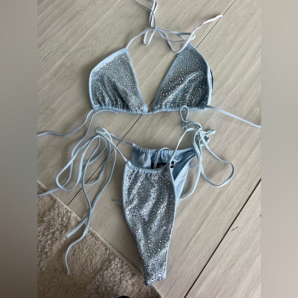Light blue rhinestone birthday bikini!